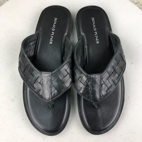 Donald Pliner Men\'s Size 8M Pascal Black Leather Woven Slip On Sandals $198 main image 10